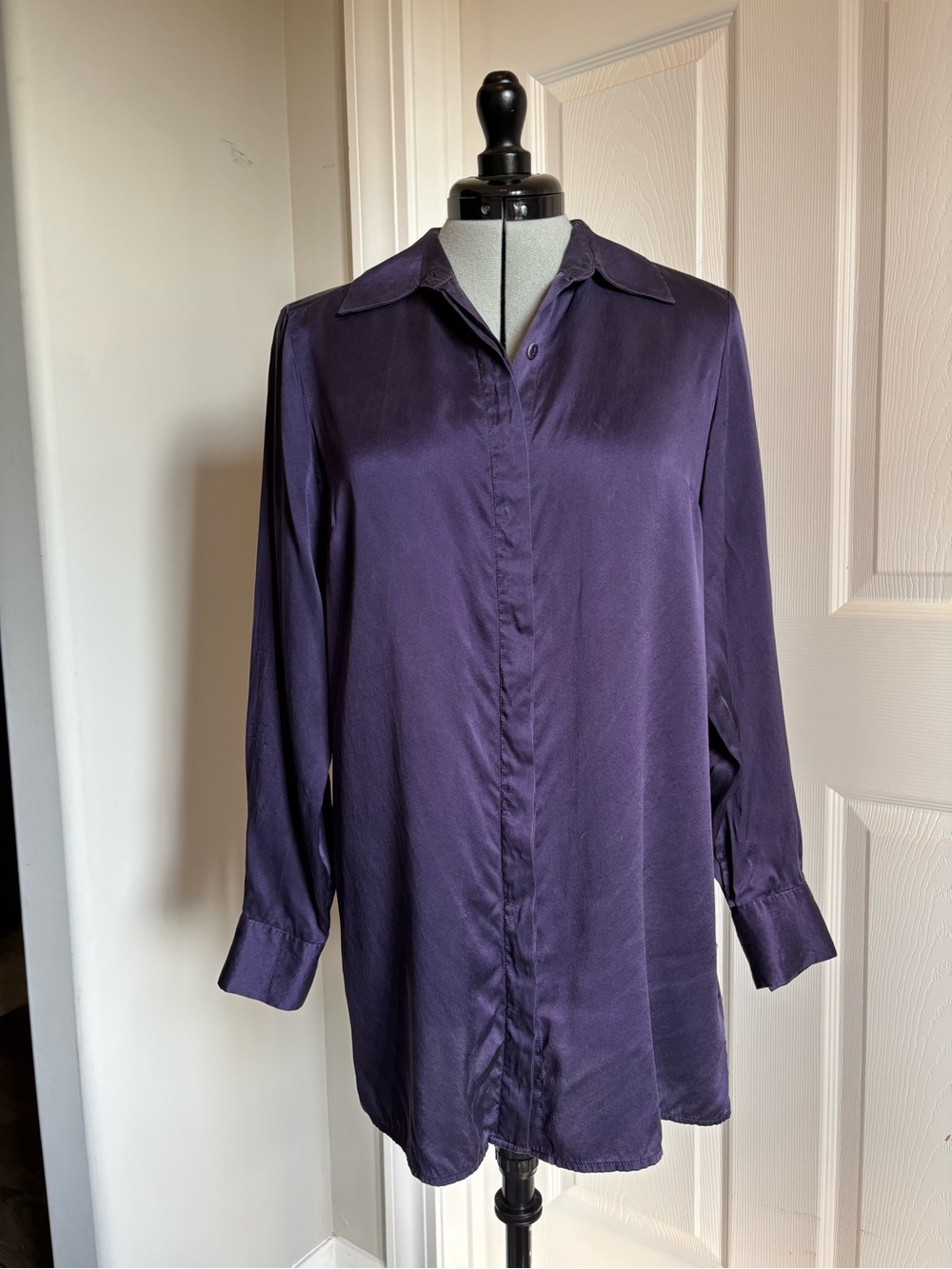 Pure Collection Deep Purple Silky Button-Front Blouse